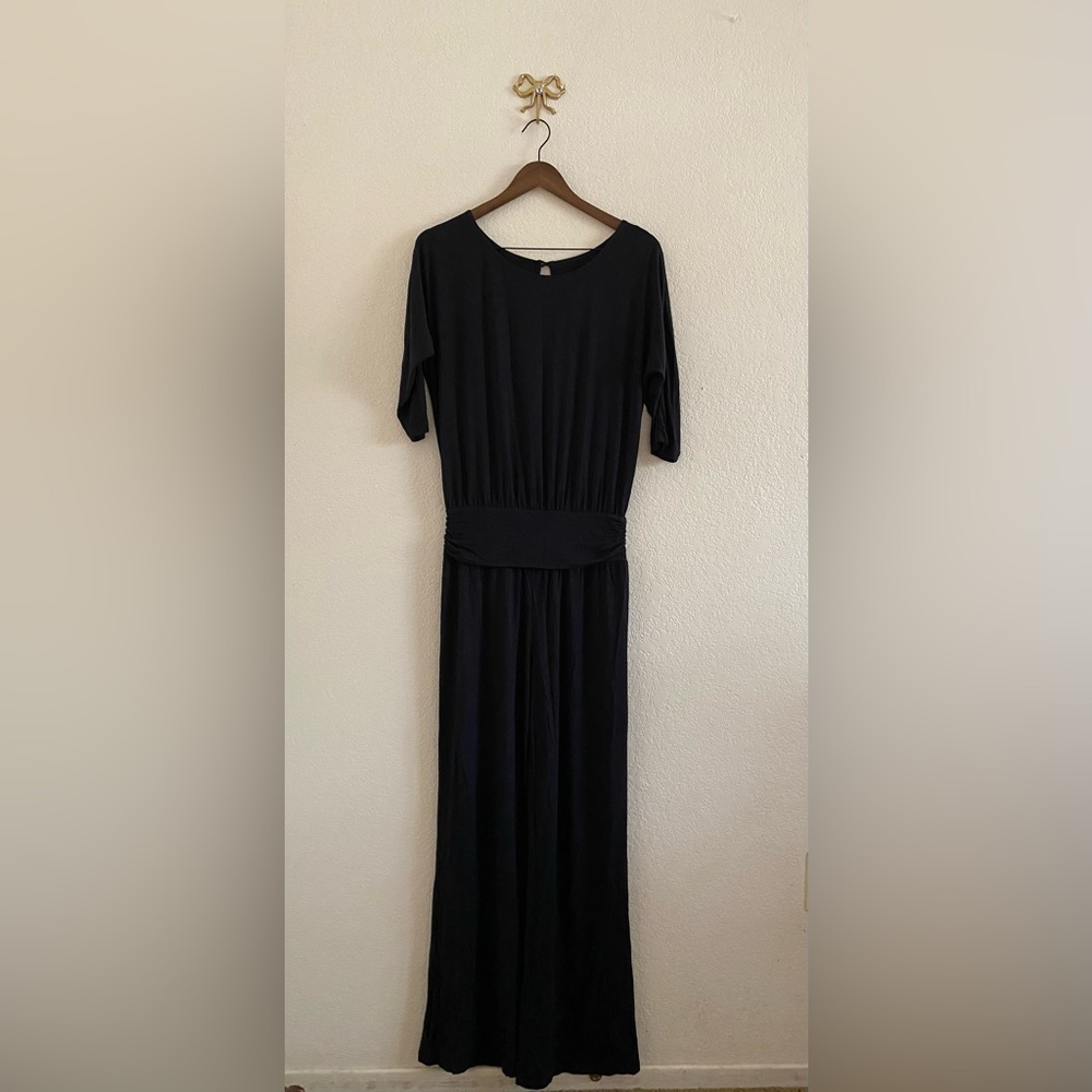 Soft Surroundings Toujours Jumpsuit Navy Jersey Wide Leg Size XS